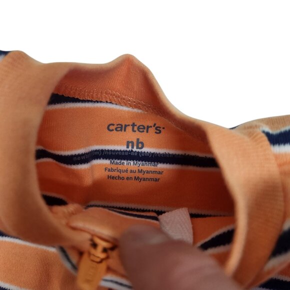 NWT Carter's Boy's Sleeper Orange Blue Whale Size Newborn Footie - Picture 2 of 4